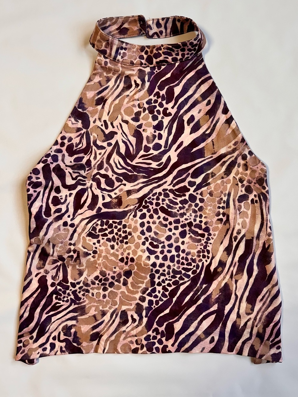 Sleeveless Animal Print Top in Taupe & Plum